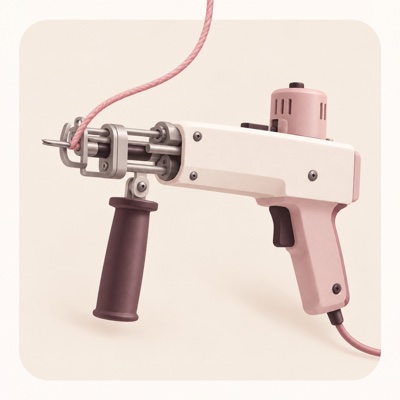 An AK-I electric tufting gun used to push loops of yarn through cloth